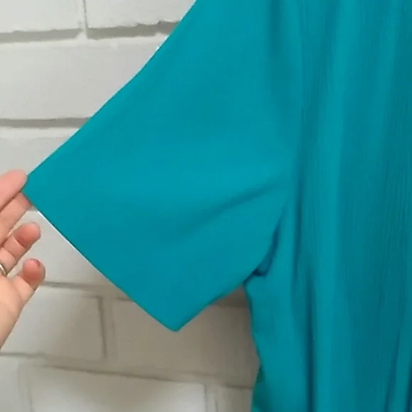 Alfred Dunner Teal 2 Piece Textured Pants Suit. Size 16 Top / 14 Pants. NWOT - Picture 3 of 13